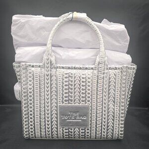 Marc Jacobs The Small Metallic Logo Tote Bag Silver Bright